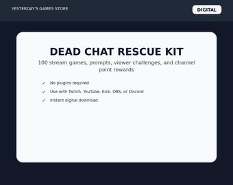Dead Chat Rescue Kit for Streamers | 100 Chat Games, Stream Prompts & Channel Point Ideas | Twitch YouTube Kick Digital Download