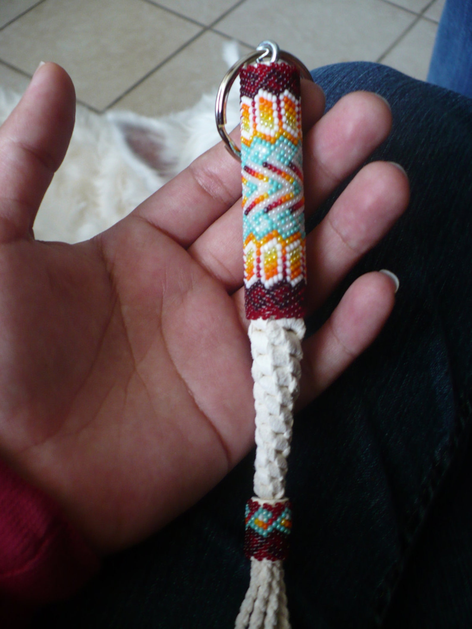 Peyote stitch beaded keychain Native American Indian handmade Etsy