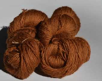 Bronze Naturally-Dyed Farm Grown, Millspun Longwool Fingering 3-Ply Yarn. 2 Skeins