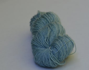 Light Blue Naturally-Dyed Farm Grown, Millspun Longwool Fingering 3-Ply Yarn