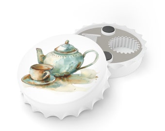 Teapot Watercolour Print Bottle Opener