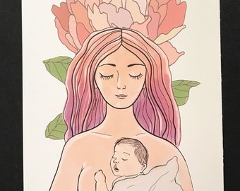 Skin to Skin Mama and Baby Postcard / nature / cards / postcard