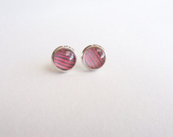 Red Stripe petite earring studs