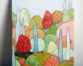 Lovely Landscape Art Postcard - based on original watercolor painting