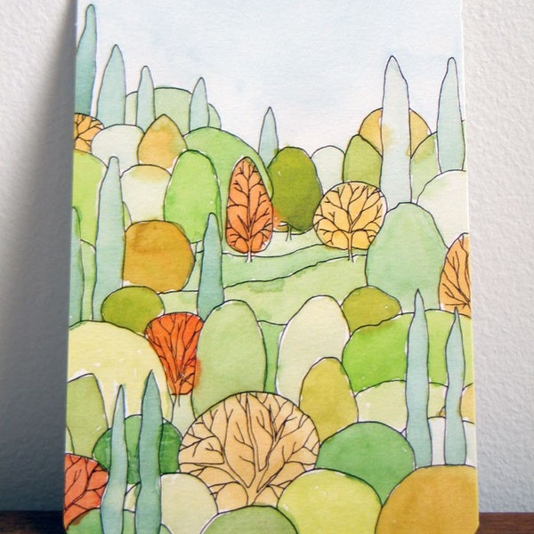Perfect Landscape Art Postcard of watercolor painting