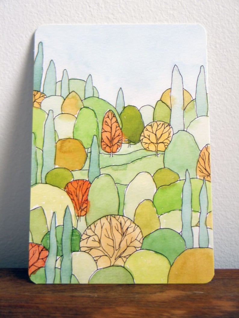 Perfect Landscape Art Postcard of Watercolor Painting Etsy