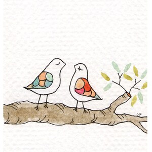 Love Birds - Greeting Card - Blank Inside with matching white envelope