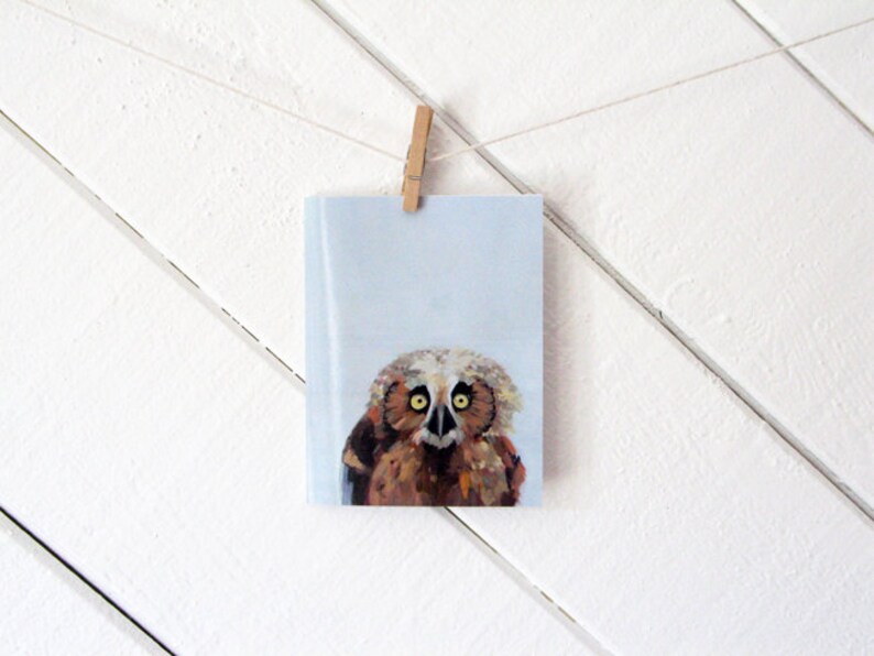 Owl Greeting Card Blank Inside with matching white envelope image 1