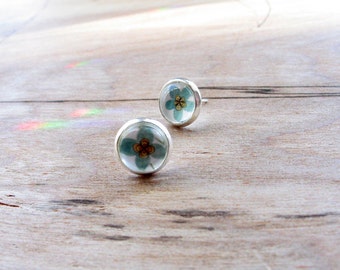 petite Bleu Flowers earring studs