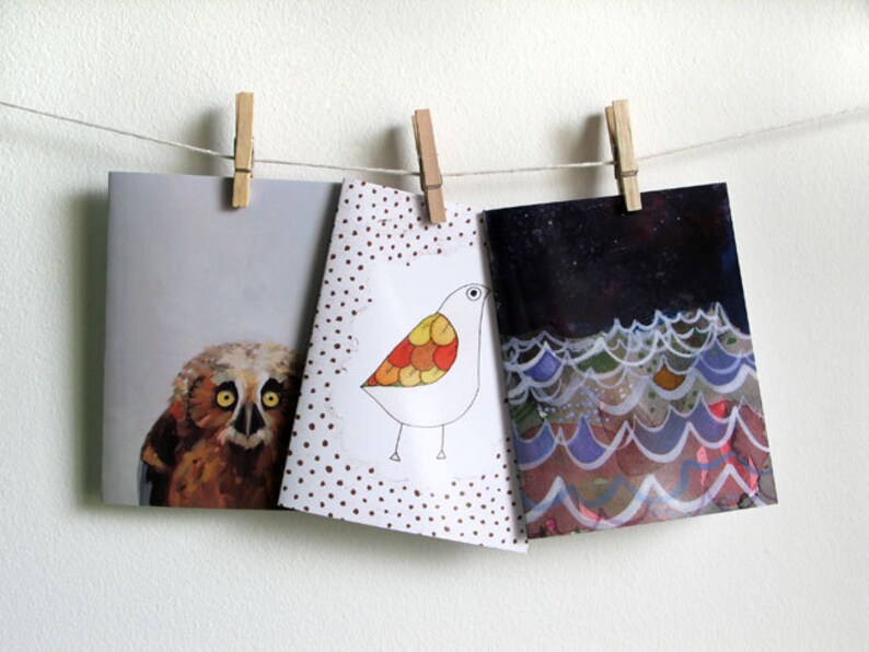 Owl Greeting Card Blank Inside with matching white envelope image 2