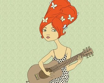 Guitar Girl Art Print