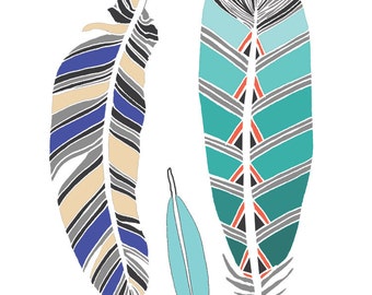 Pájaros de una pluma arte impresión 5 x 7