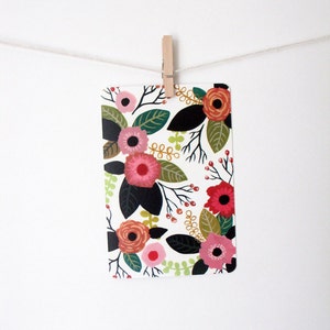 Cute Flowers Art Postcard - Floral, botanique, aquarelle, gouache, peinture, nature