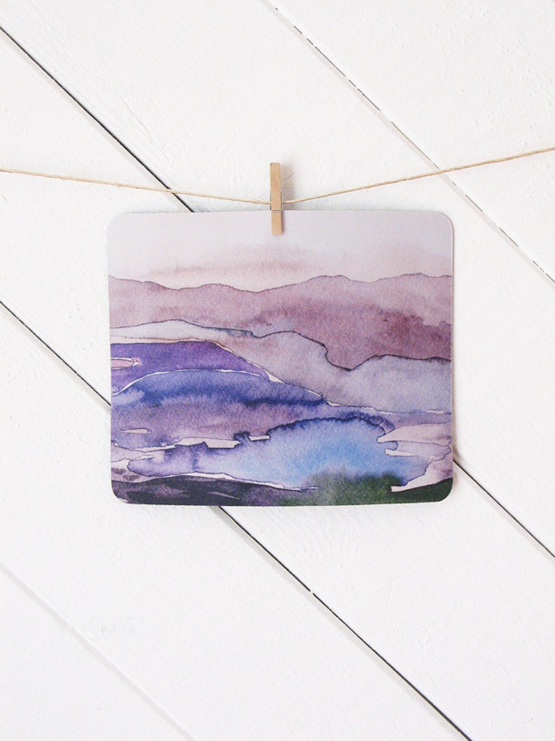 mousepad / Mouse Pad / Mat Watercolor Purple Violet Landscape image 3