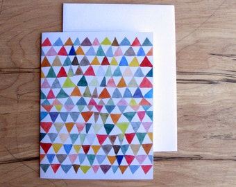 Triangle Tapestry Watercolor - Greeting Card, all occasion card - Blank Inside with matching white envelope