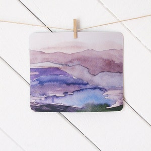 mousepad / Mouse Pad / Mat Watercolor Purple Violet Landscape image 1