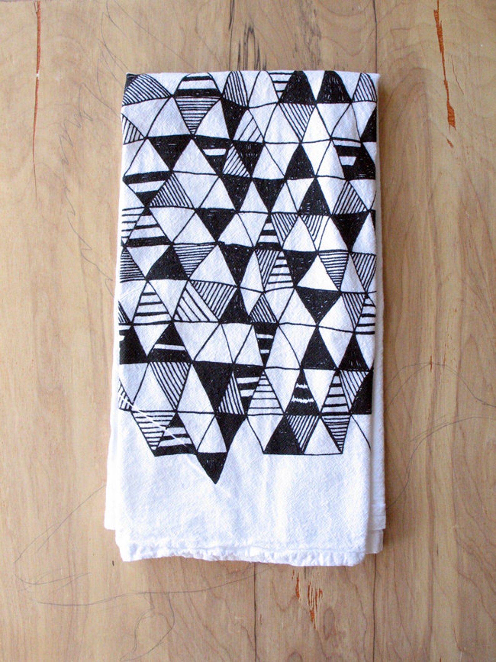 Geometric Tea Towel Silkscreened 100 Cotton Flour Sack Etsy