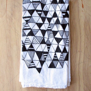Geometric Tea Towel - Silkscreened - 100% Cotton - Flour Sack Tea Towel