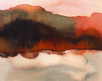 Fire Hill Watercolor art print - archival fine art