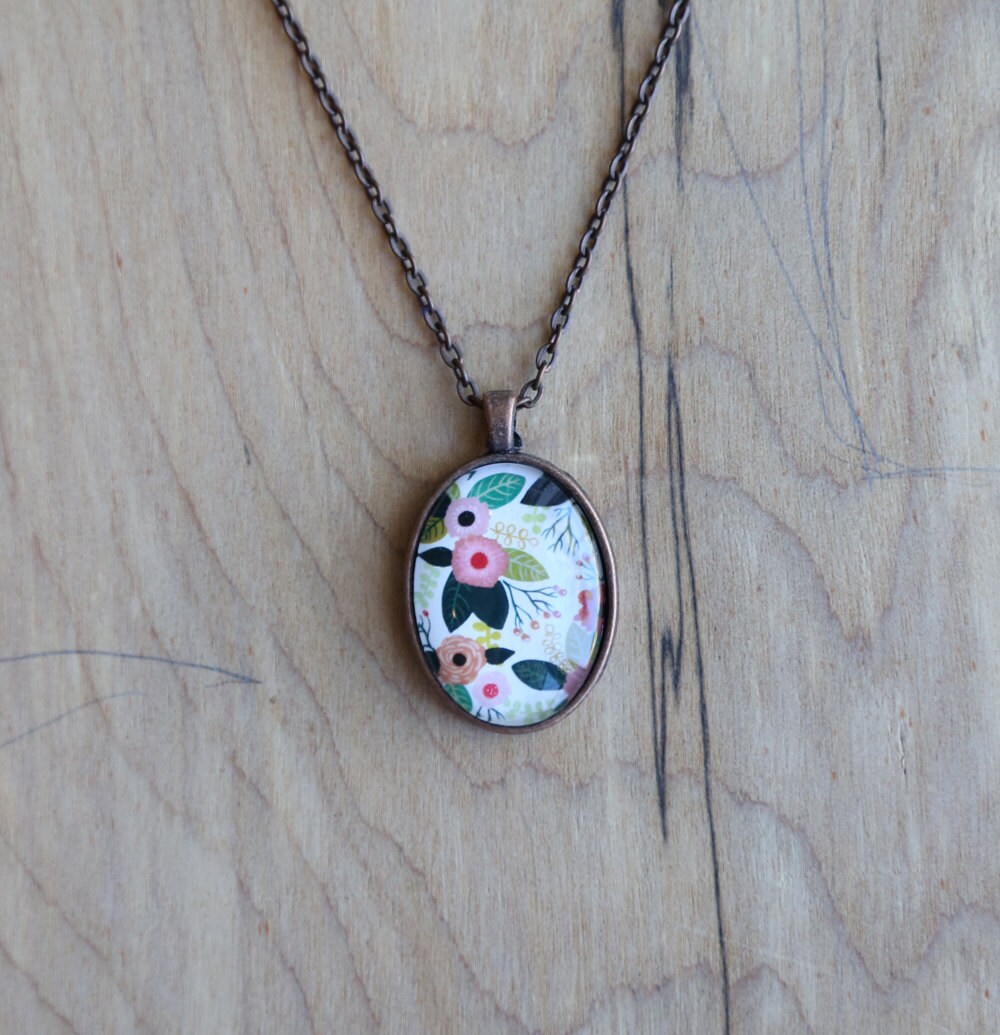 Flowers Mini Watercolor Gouache Art Painting Print Necklace - Etsy