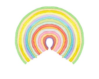 Circle Rainbow - watercolor, art print, wall decor, nursery, rainbow baby, baby art