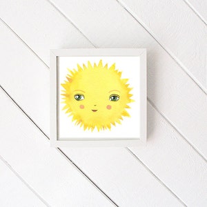 Happy Sun Art Print print of original watercolor nursery art wall decor image 1