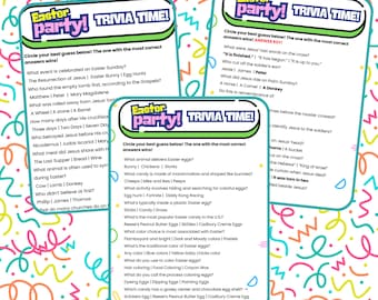 Trivia imprimible / Juegos de Pascua / Juegos cristianos familiares / Cuestionario de trivia / Para niños y adultos /