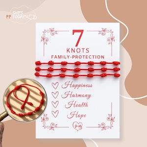 7 Knots Red Protection Bracelet – Family Bracelet Set (2/3/4/5 pcs) – Kabbalah Evil Eye Talisman – Adjustable Macrame Gift for Mom Dad Kids