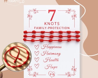 7 knopen rode beschermingsarmband – Familiearmbandenset (2/3/4/5 stuks) – Kabbalah boze oog talisman – Verstelbaar macramé cadeau voor mama, papa en kinderen