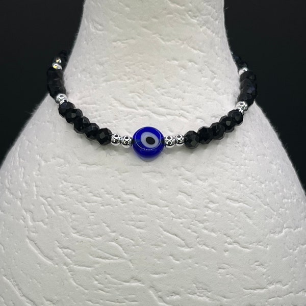 Evil Eye Bracelet: Nazar Boncuk Crystal Bead Braided Bracelet, Unisex Charm Jewelry, Handmade Accessories, Worldwide Shipping, Gift Idea
