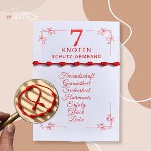 Rotes Schutzarmband 7 Knoten Talisman Kabbala für Kinder, Männer und Frauen Glückbringer Geschenk spanisches Makramee gegen böse Auge