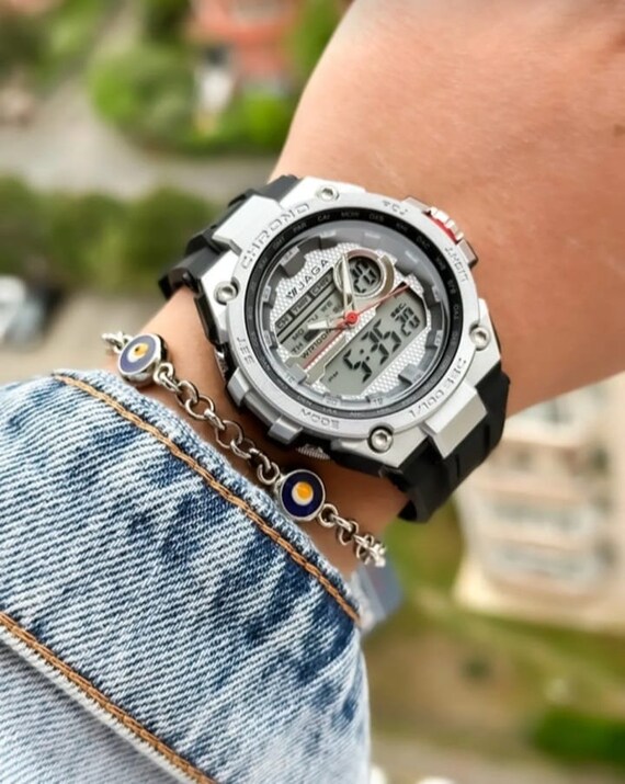 Black Silicone Band Digital Wristwatch Bracelet Gift Etsy