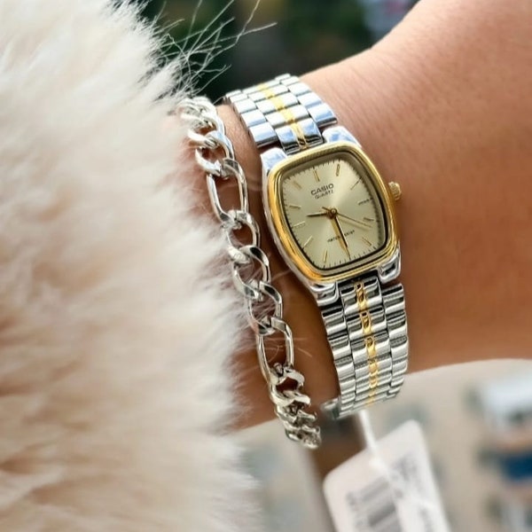 vintage gold wristwatch/Luxury Full Steel, Silver Color, women's Wristwatch + Bracelet Gift