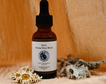 Elixir natural para dormir, mezcla de elixir herbal para dormir, gotas para dormir, mezcla holística para dormir, ayuda para dormir y aliviar la ansiedad.