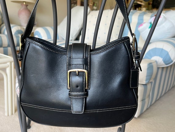 Vintage Leather Coach Black Hampton Shoulder Purse Handbag - Etsy Vintage Leather Coach Black Hampton Shoulder Purse Handbag - Etsy