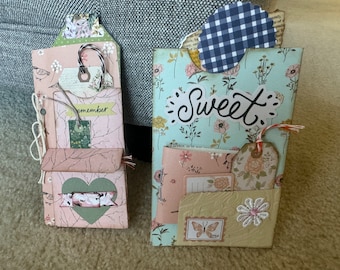 Two Junk journal pockets, coin envelope, notebook, folios, gifts, scrapbook