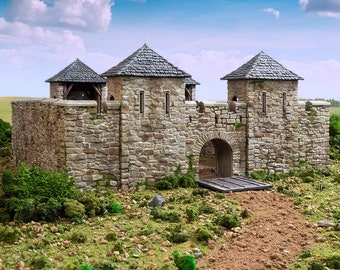 Norman Castle Walls: Tabletop Fort, Historical Wargaming Garrison Model Scenery, Medieval