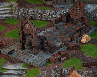 Ruined Golden Mead Hall: Horse Lord Throne Room, Destroyed Scenery, Wargaming Siege Scatter Terrain