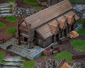 Golden Mead Hall: Horse Lord Throne Room, Anglo Saxon, Viking Village Scenery, Wargaming Terrain
