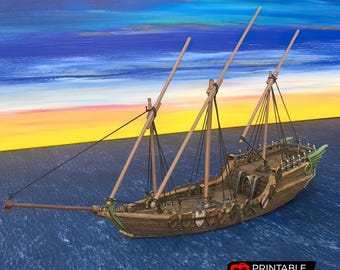 Dhow Ship: Tabletop Terrain, Merchant Vessel, Naval Skirmish, Harbour Defence, Fantasy Cargo Boat