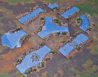 River Tiles Tabletop Scatter Modular Water Terrain Printable Scenery Shadowfey Wilds Painted or Unpainted