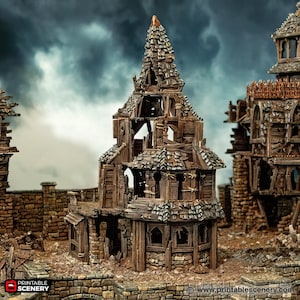 Ruined Building Tabletop Scatter House Roleplaying Game Pirate City Manor Terrain Printable Scenery Fantasy RPG Wargaming Ramshackle & Ruin