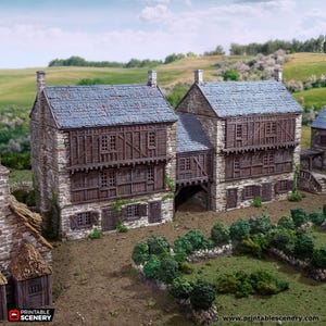 Casas modelo Construcción de mesa Dispersión Pisos históricos Imprimibles Paisaje Fantasía Juego de rol Miniatura Centro de mesa Impreso en 3D TTRPG País