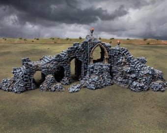 Archway Ruins: Scatter Tabletop Terrain, RPG Wargaming Scenery, Fantasy Skirmish Bridge Platforms, Darkness & Desolation