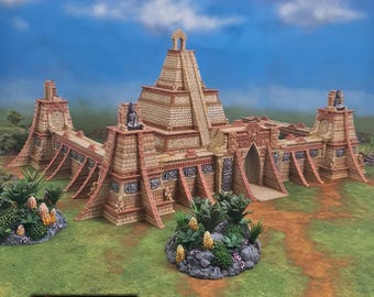 Tribal Walls Tabletop Scatter Aztec Compound Fort Garrison Printable Scenery Fantasy RPG Miniature Game 3D Printed TTRPG Mayan Temple Sci-Fi