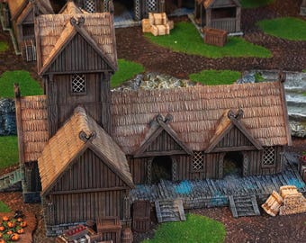 Inn House: Horse Lord Tavern, Anglo Saxon, Mead Hall, Viking Village Scenery, Wargaming Terrain