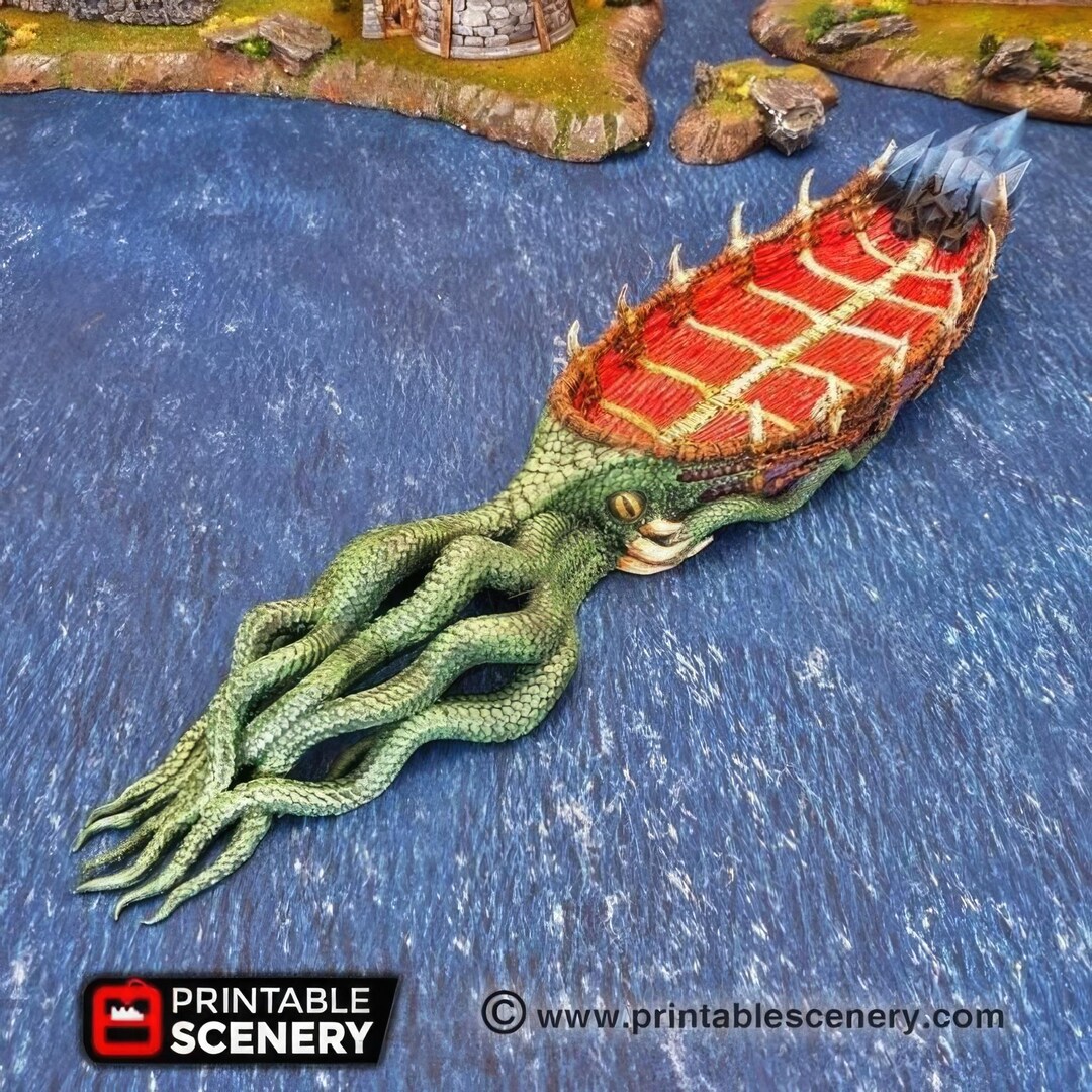 Eldritch Rocketship Alien Squid Ship: Scourge Stalker, Dark Eldritch Fantasy, Tabletop ...