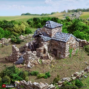 Ruined Mausoleum Tabletop Building Crypt Graveyard Scatter Terrain Historical Printable Scenery Fantasy Dungeon Tiles Norman King Medieval
