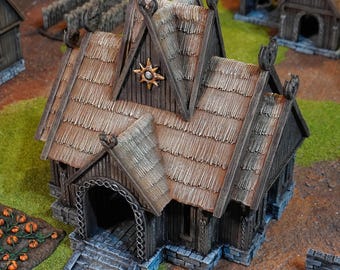 Mead hall: Tabletop Tavern, Feasting Banquet, Anglo Saxon Building, Viking Village Scenery, Wargaming Terrain