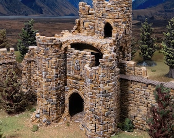 Ruined Barbican Gatehouse: Tabletop Castle Siege Terrain, Medieval Wargaming Fortress, System Hex Tower Scenery